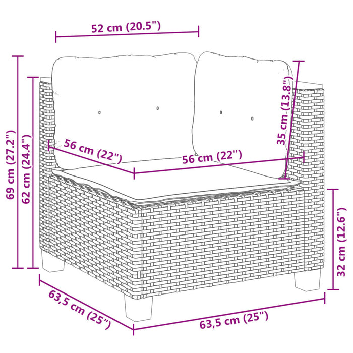 Set mobilier de grădină cu perne, 8 piese, negru, poliratan - WALTI WALTI
