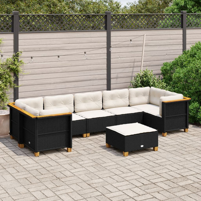 Set mobilier de grădină cu perne, 8 piese, negru, poliratan - WALTI WALTI