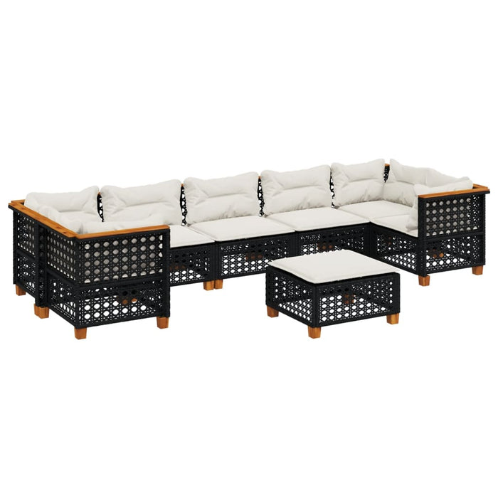 Set mobilier de grădină cu perne, 8 piese, negru, poliratan - WALTI WALTI
