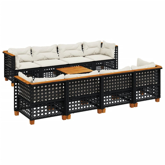 Set mobilier de grădină cu perne, 9 piese, negru, poliratan - WALTI WALTI