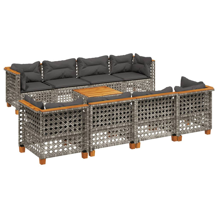 Set canapele de grădină, 9 piese, cu perne, gri, poliratan - WALTI WALTI