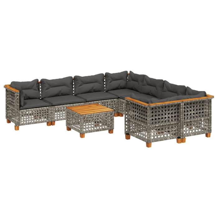 Set canapele de grădină, 9 piese, cu perne, gri, poliratan - WALTI WALTI