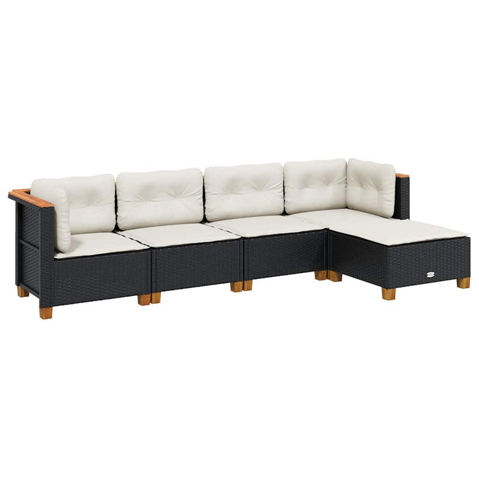 Set mobilier de grădină cu perne, 5 piese, negru, poliratan - WALTI WALTI