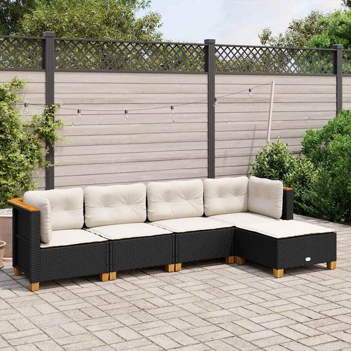 Set mobilier de grădină cu perne, 5 piese, negru, poliratan - WALTI WALTI