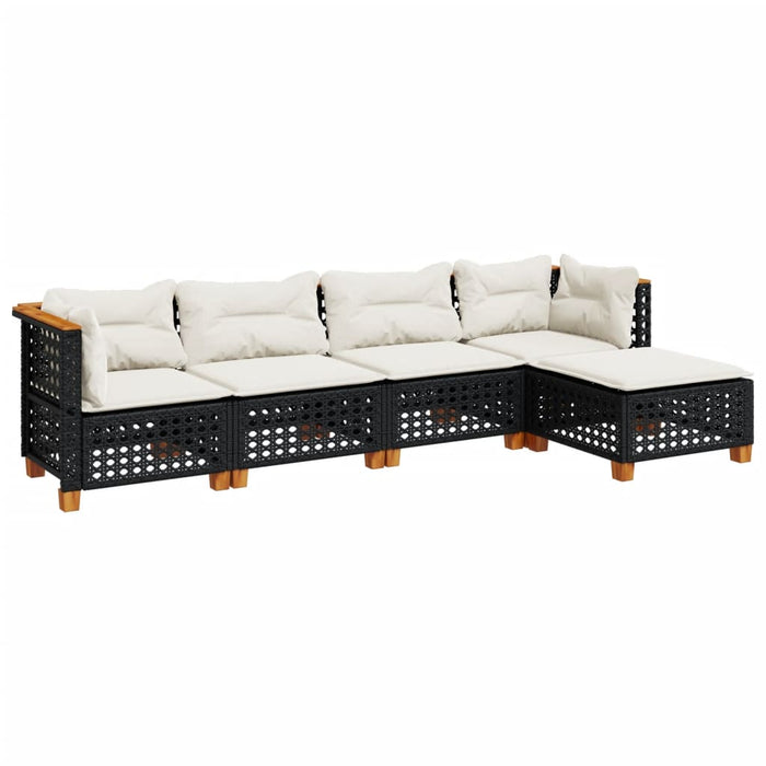 Set mobilier de grădină cu perne, 5 piese, negru, poliratan - WALTI WALTI