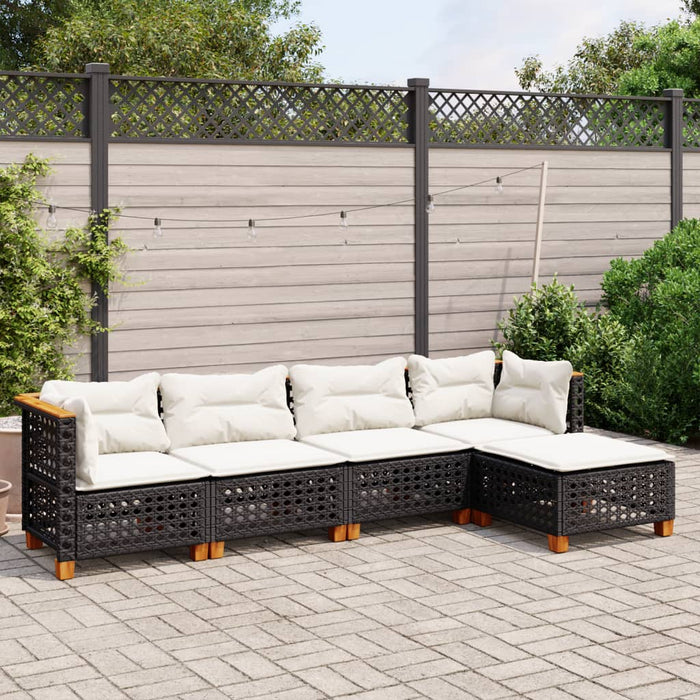 Set mobilier de grădină cu perne, 5 piese, negru, poliratan - WALTI WALTI