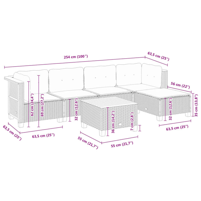 Set mobilier de grădină cu perne, 6 piese, negru, poliratan - WALTI WALTI