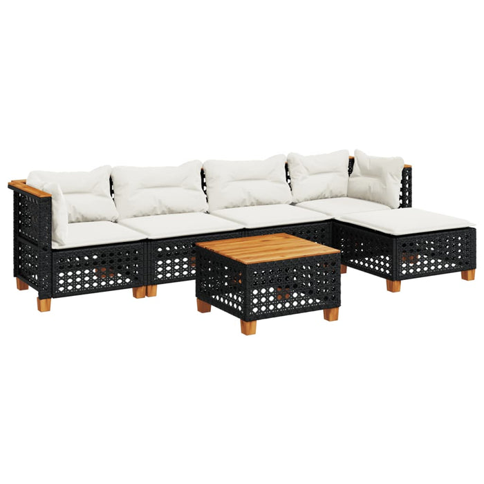 Set mobilier de grădină cu perne, 6 piese, negru, poliratan - WALTI WALTI