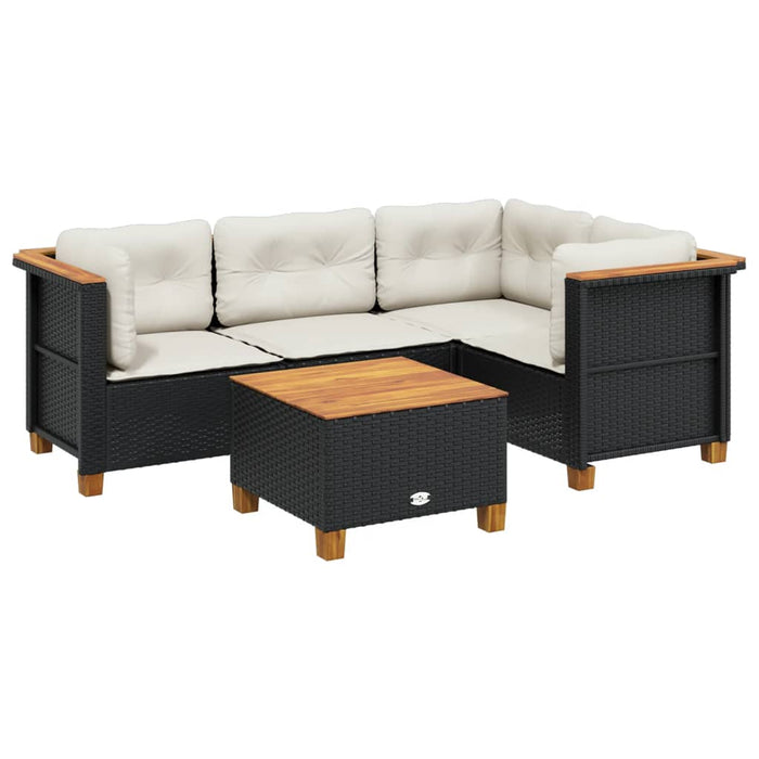 Set mobilier de grădină cu perne, 5 piese, negru, poliratan - WALTI WALTI