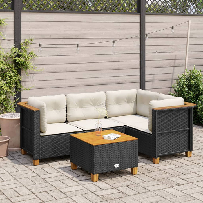 Set mobilier de grădină cu perne, 5 piese, negru, poliratan - WALTI WALTI