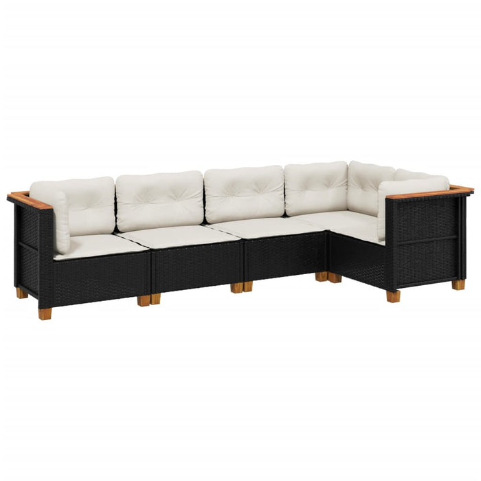 Set mobilier de grădină cu perne, 5 piese, negru, poliratan - WALTI WALTI