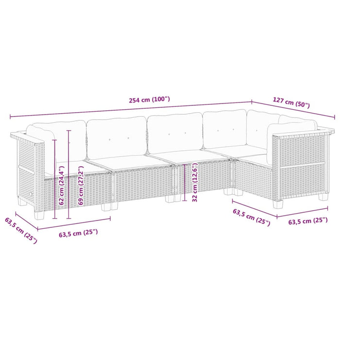 Set mobilier de grădină cu perne, 5 piese, negru, poliratan - WALTI WALTI