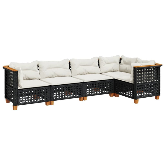 Set mobilier de grădină cu perne, 5 piese, negru, poliratan - WALTI WALTI