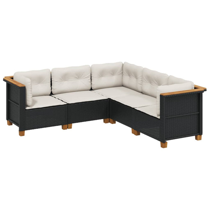 Set mobilier de grădină cu perne, 5 piese, negru, poliratan - WALTI WALTI
