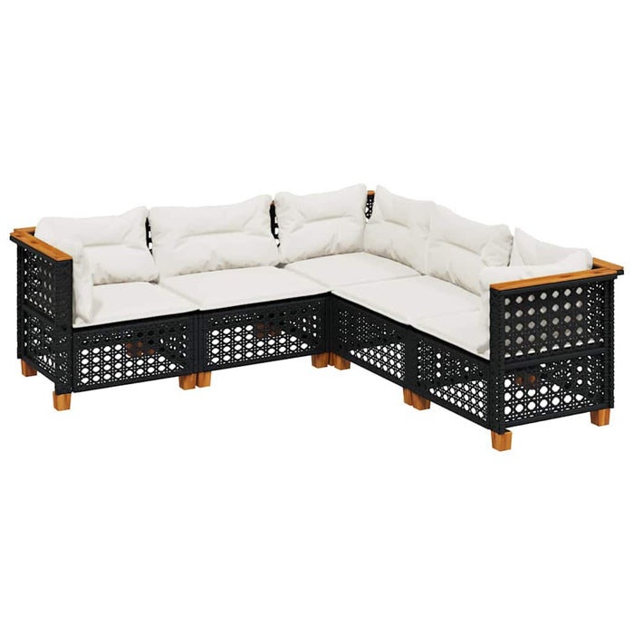 Set mobilier de grădină cu perne, 5 piese, negru, poliratan - WALTI WALTI