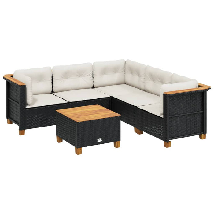 Set mobilier de grădină cu perne, 6 piese, negru, poliratan - WALTI WALTI