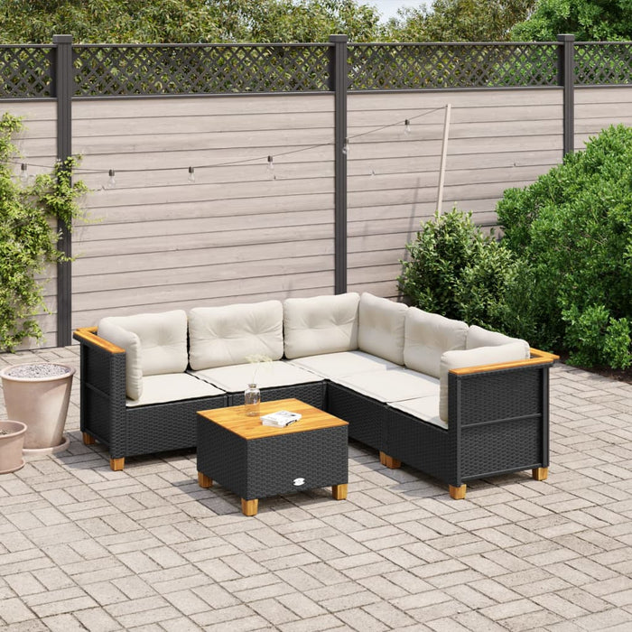 Set mobilier de grădină cu perne, 6 piese, negru, poliratan - WALTI WALTI