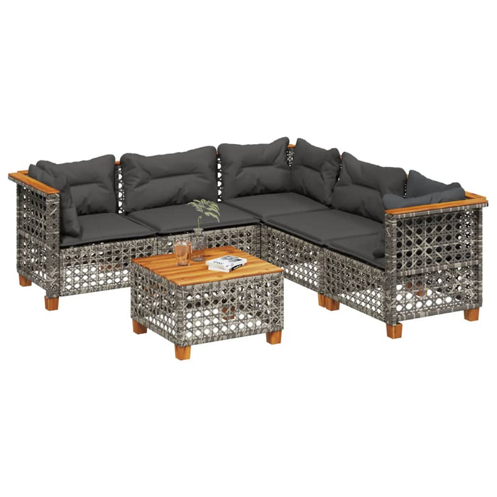 Set mobilier grădină cu perne, 6 piese, gri, poliratan - WALTI WALTI