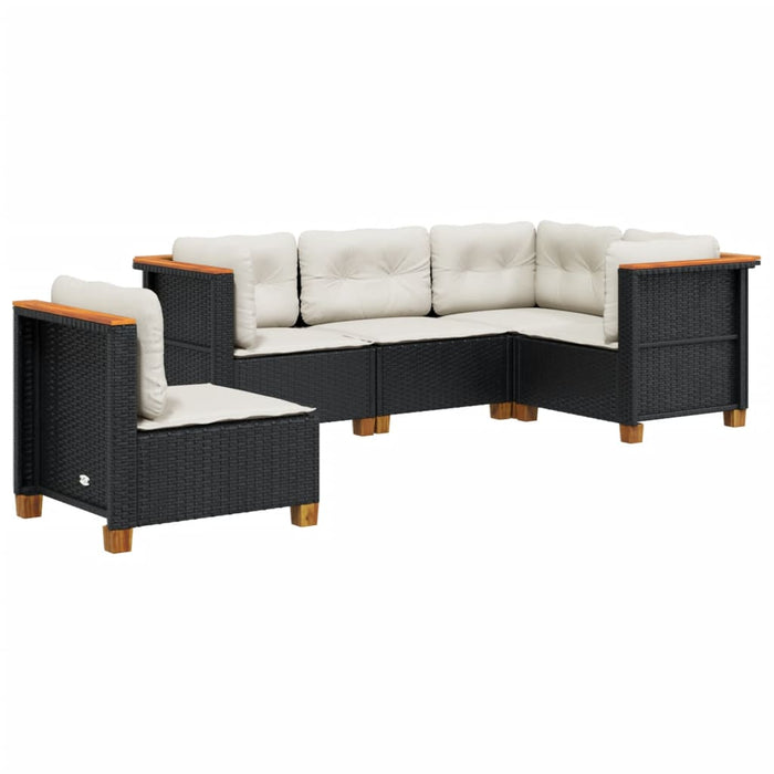 Set mobilier de grădină cu perne, 5 piese, negru, poliratan - WALTI WALTI