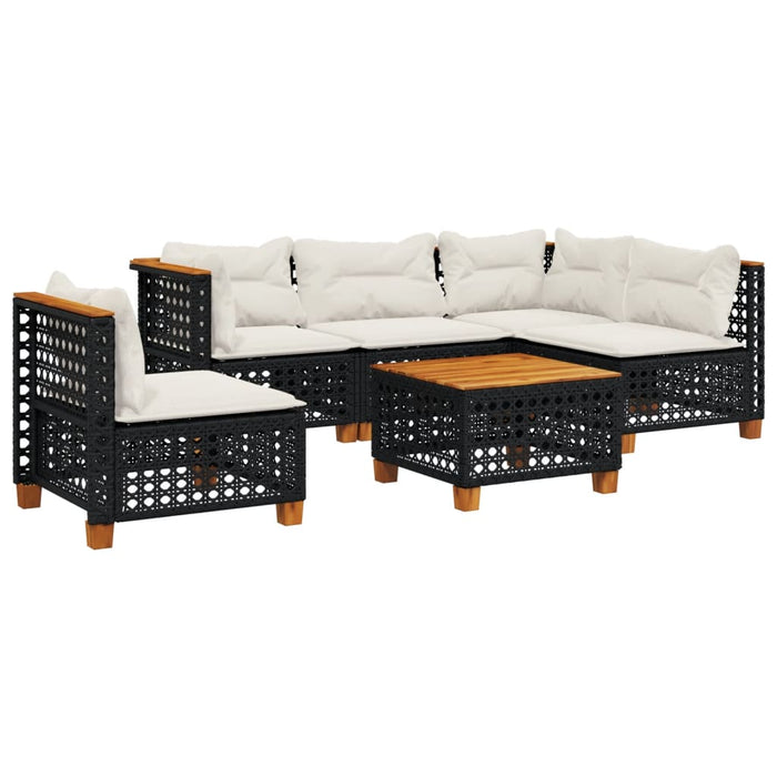 Set mobilier de grădină cu perne, 6 piese, negru, poliratan - WALTI WALTI