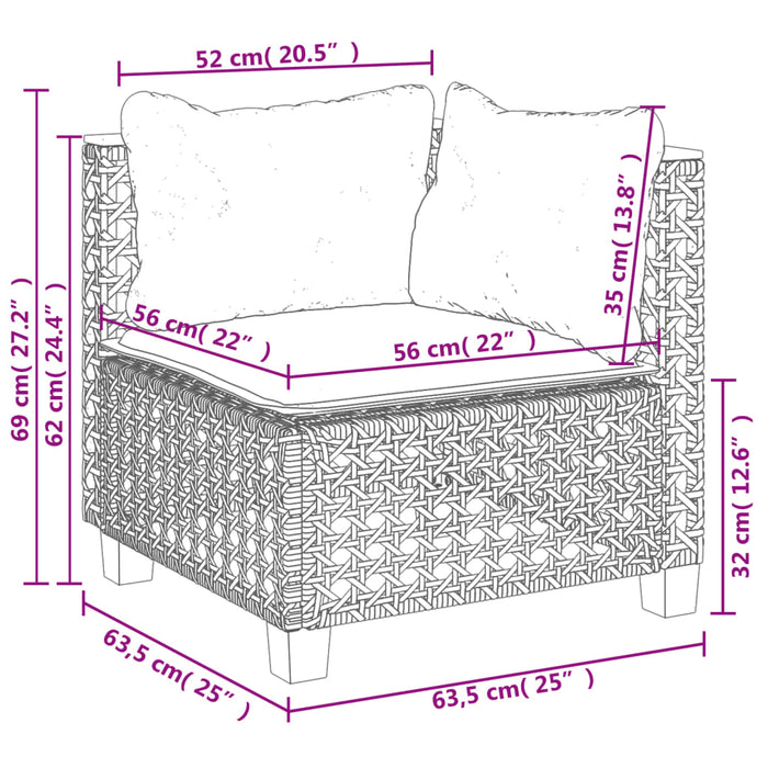 Set mobilier de grădină cu perne, 6 piese, negru, poliratan - WALTI WALTI