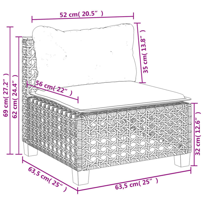 Set mobilier de grădină cu perne, 6 piese, negru, poliratan - WALTI WALTI