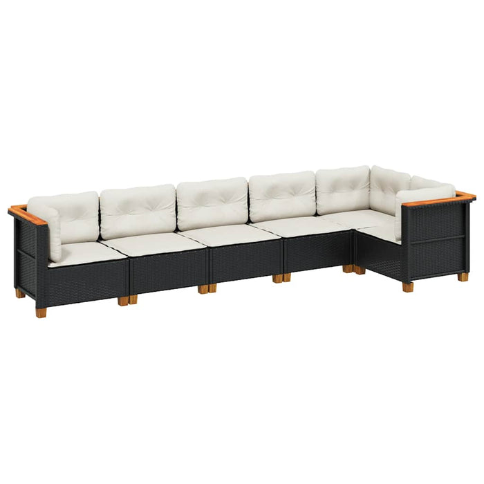 Set mobilier de grădină cu perne, 6 piese, negru, poliratan - WALTI WALTI