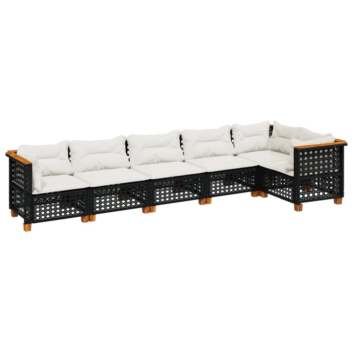Set mobilier de grădină cu perne, 6 piese, negru, poliratan - WALTI WALTI