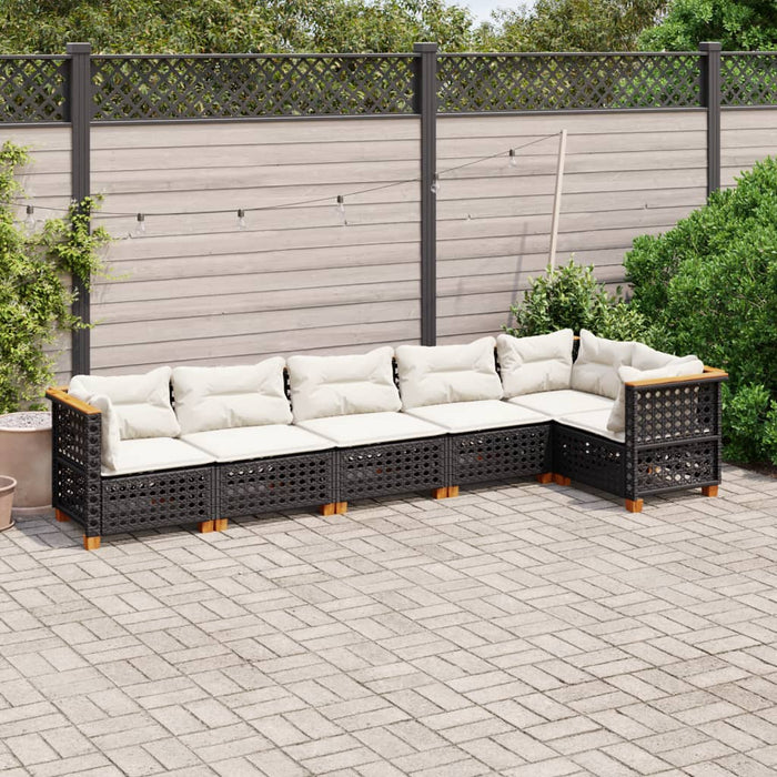 Set mobilier de grădină cu perne, 6 piese, negru, poliratan - WALTI WALTI
