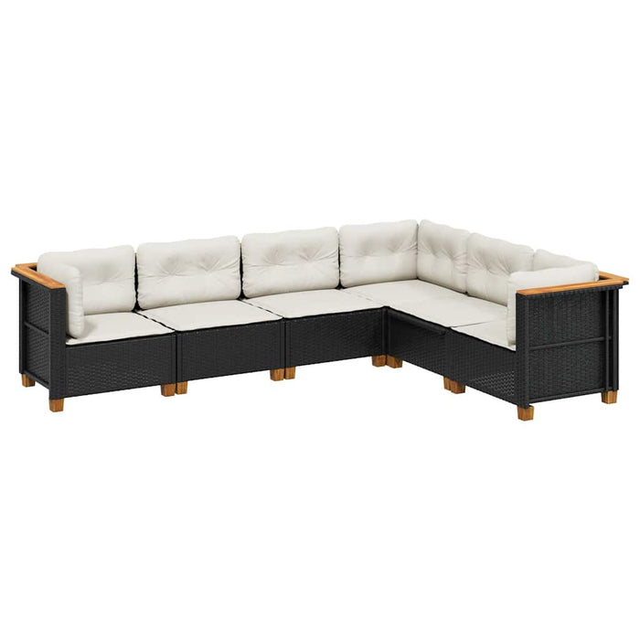 Set mobilier de grădină cu perne, 6 piese, negru, poliratan - WALTI WALTI