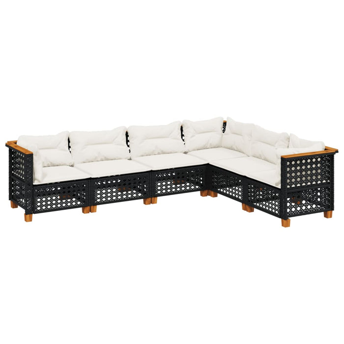 Set mobilier de grădină cu perne, 6 piese, negru, poliratan - WALTI WALTI