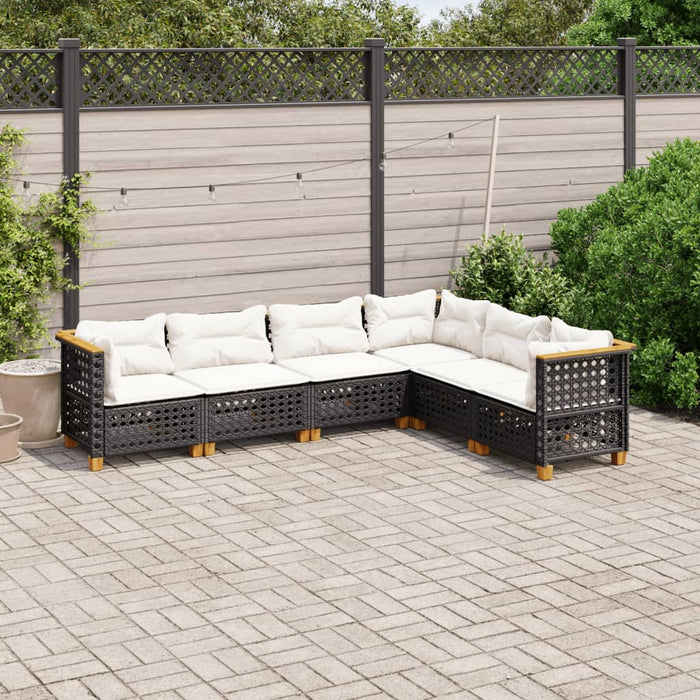 Set mobilier de grădină cu perne, 6 piese, negru, poliratan - WALTI WALTI