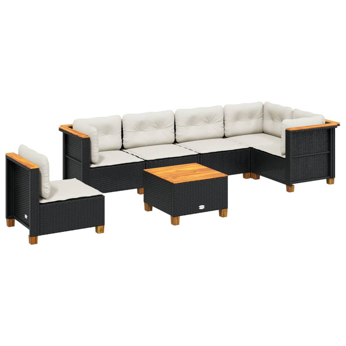 Set canapele de grădină cu perne, 7 piese, negru, poliratan - WALTI WALTI