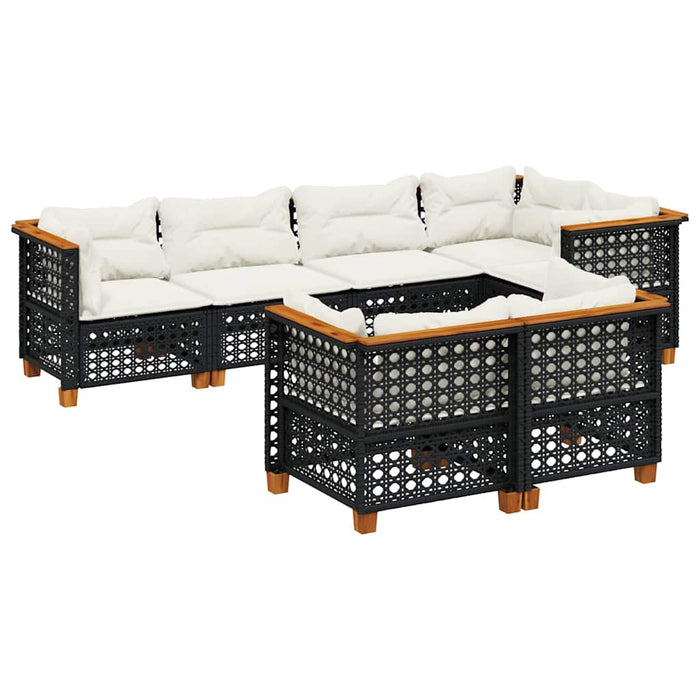 Set canapele de grădină cu perne, 7 piese, negru, poliratan - WALTI WALTI