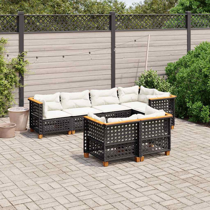 Set canapele de grădină cu perne, 7 piese, negru, poliratan - WALTI WALTI