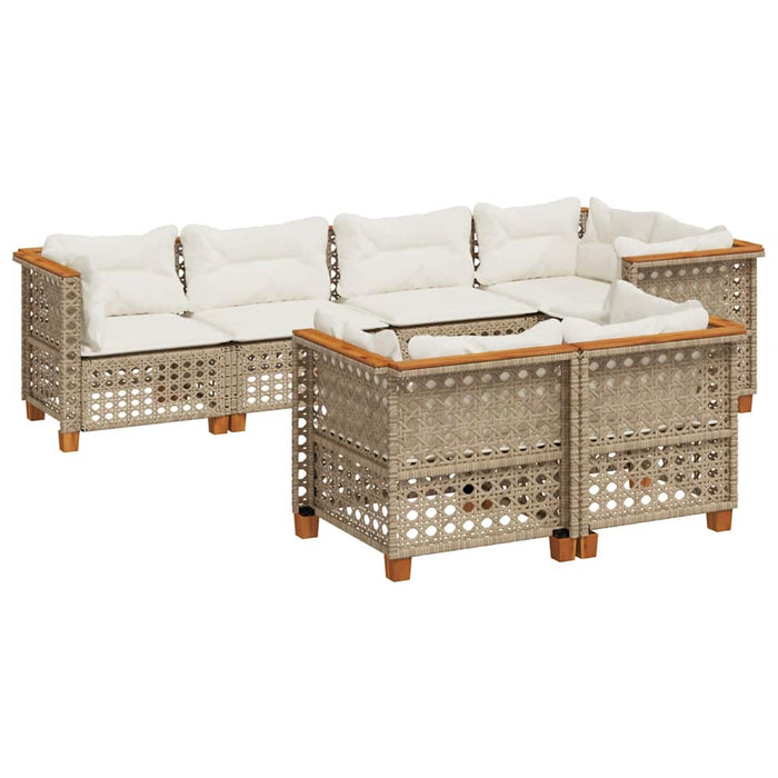 Set canapele de grădină, 7 piese, cu perne, bej, poliratan - WALTI WALTI