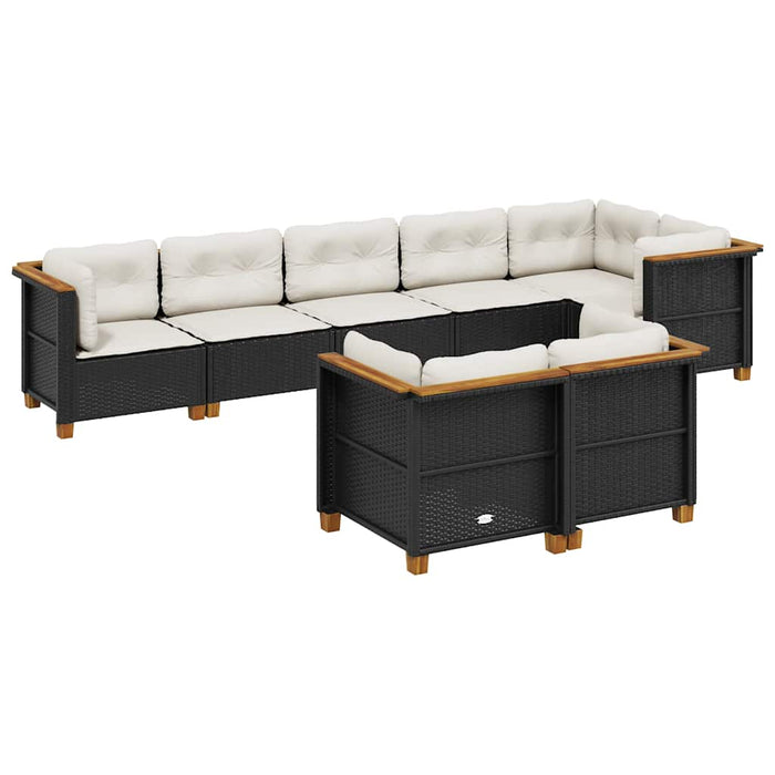 Set mobilier de grădină cu perne, 8 piese, negru, poliratan - WALTI WALTI