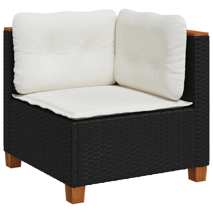 Set mobilier de grădină cu perne, 8 piese, negru, poliratan - WALTI WALTI
