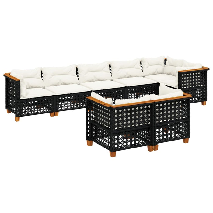Set mobilier de grădină cu perne, 8 piese, negru, poliratan - WALTI WALTI