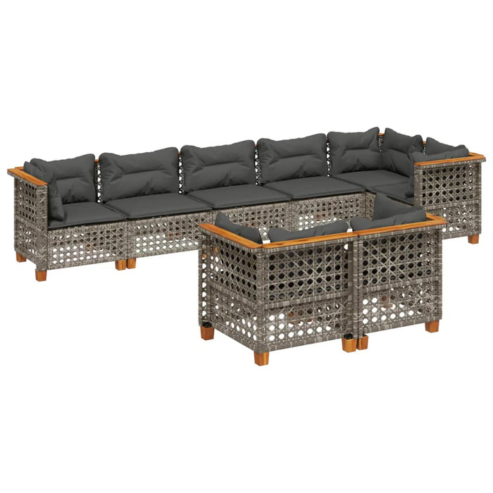 Set canapele de grădină cu perne, 8 piese, gri, poliratan - WALTI WALTI