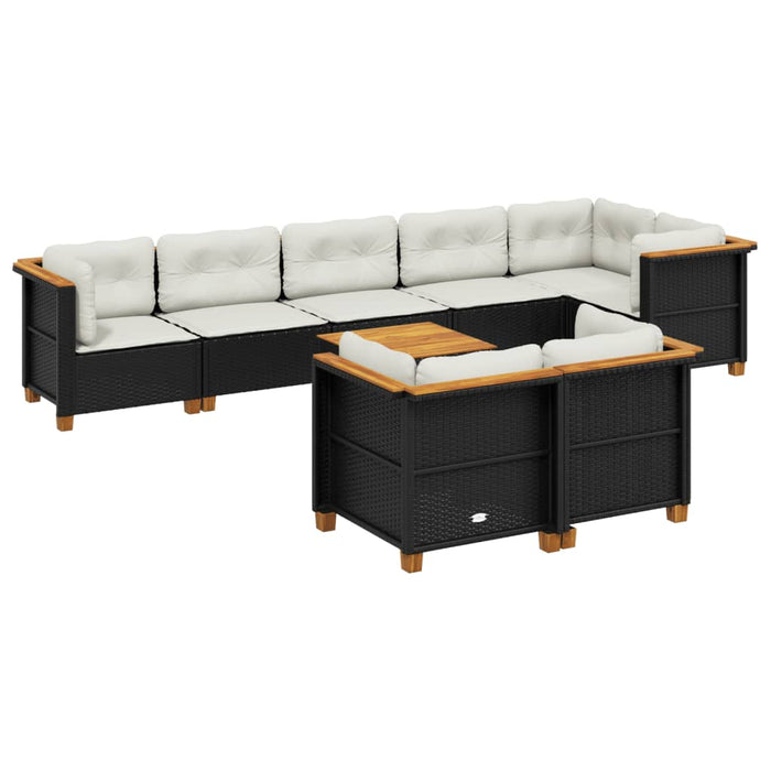 Set mobilier de grădină cu perne, 9 piese, negru, poliratan - WALTI WALTI