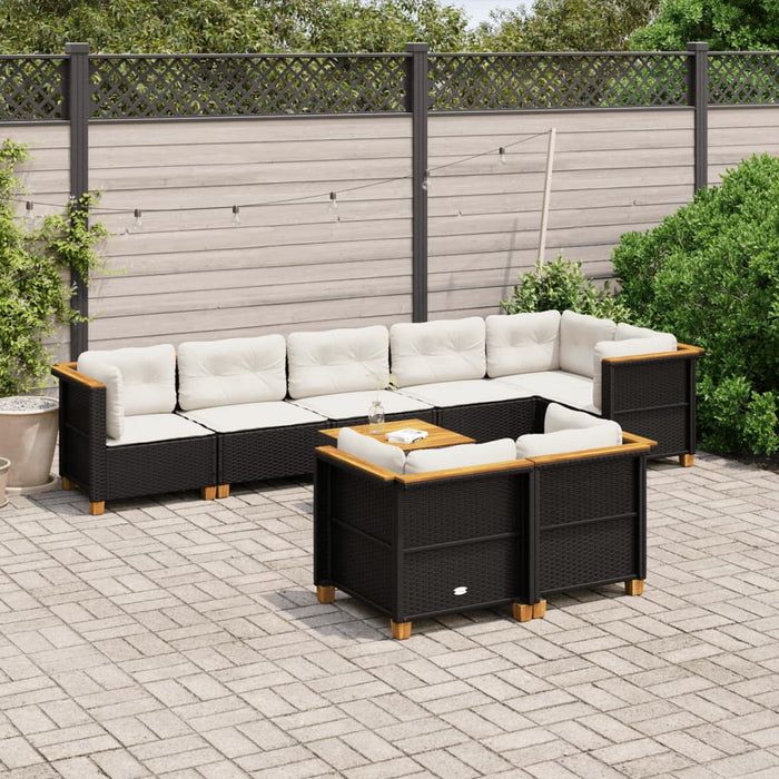 Set mobilier de grădină cu perne, 9 piese, negru, poliratan - WALTI WALTI