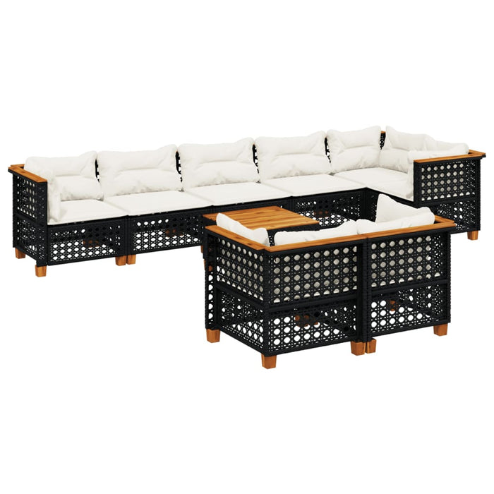 Set mobilier de grădină cu perne, 9 piese, negru, poliratan - WALTI WALTI
