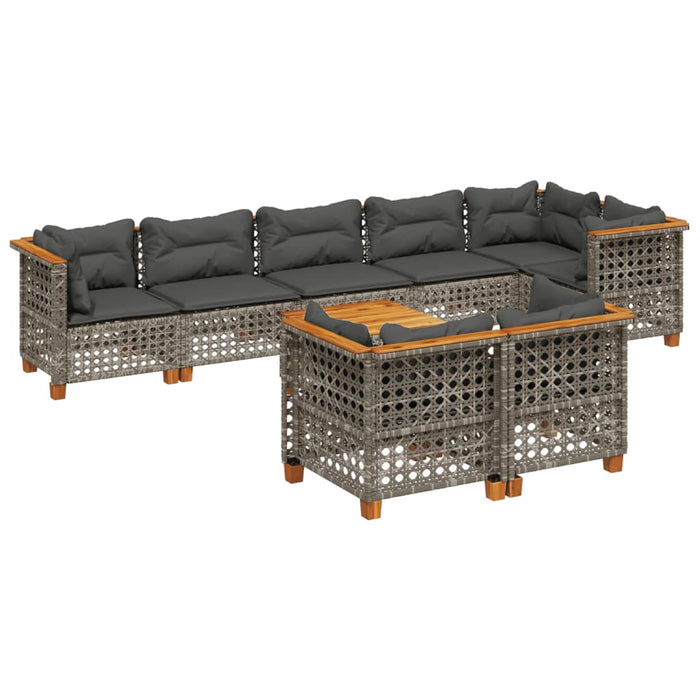 Set canapele de grădină, 9 piese, cu perne, gri, poliratan - WALTI WALTI
