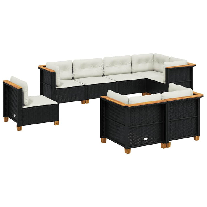Set mobilier de grădină cu perne, 8 piese, negru, poliratan - WALTI WALTI