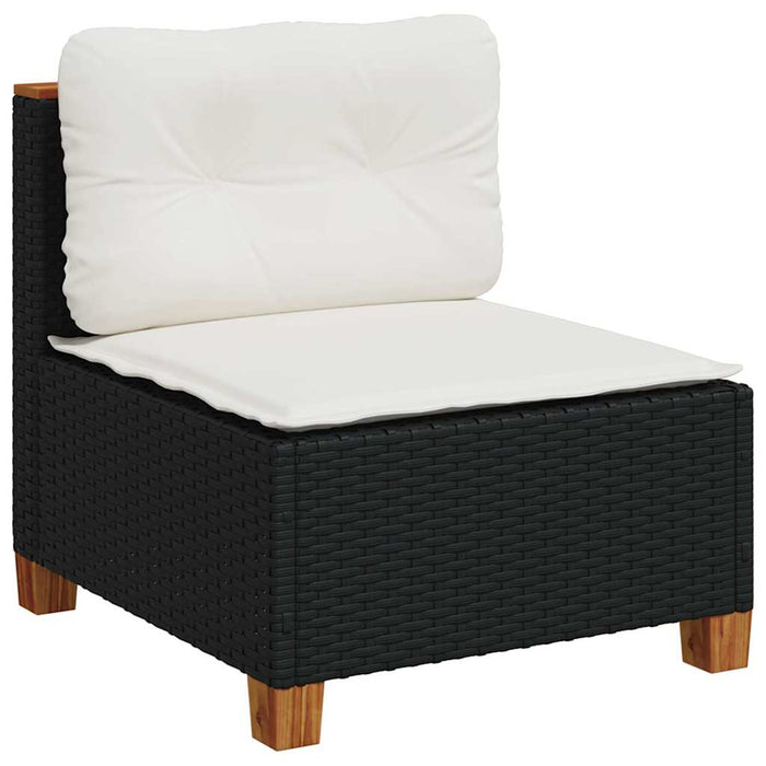 Set mobilier de grădină cu perne, 8 piese, negru, poliratan - WALTI WALTI