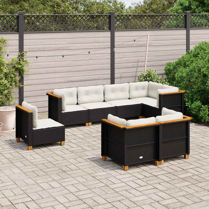 Set mobilier de grădină cu perne, 8 piese, negru, poliratan - WALTI WALTI