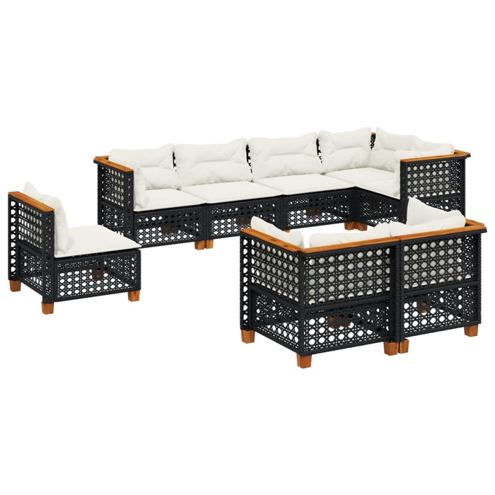 Set mobilier de grădină cu perne, 8 piese, negru, poliratan - WALTI WALTI