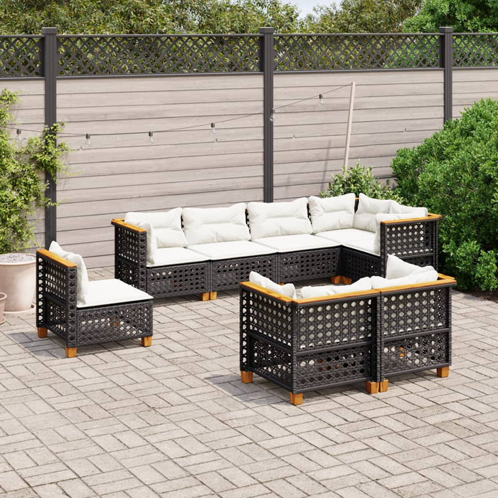 Set mobilier de grădină cu perne, 8 piese, negru, poliratan - WALTI WALTI