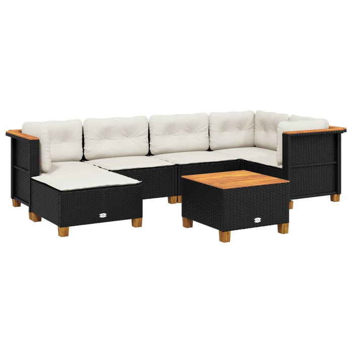 Set canapele de grădină cu perne, 7 piese, negru, poliratan - WALTI WALTI